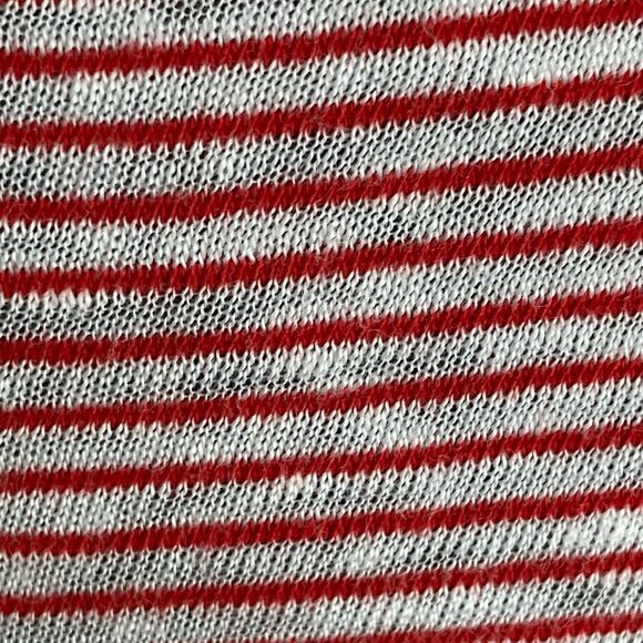 Lauren Ralph Lauren Red White Striped Bell Sleeve Tee SMALL Linen Coastal Beachy - Picture 6 of 8
